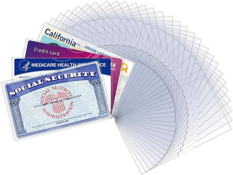 LIEMAND 32 Pack Social Security Card Protector Sleeves, Ultra Clear & Durable 31Mil Waterproof SSN/New Medicare/Credit Card Holder, Soft ID/Debit/Credit/Business Card Holder - Image 1